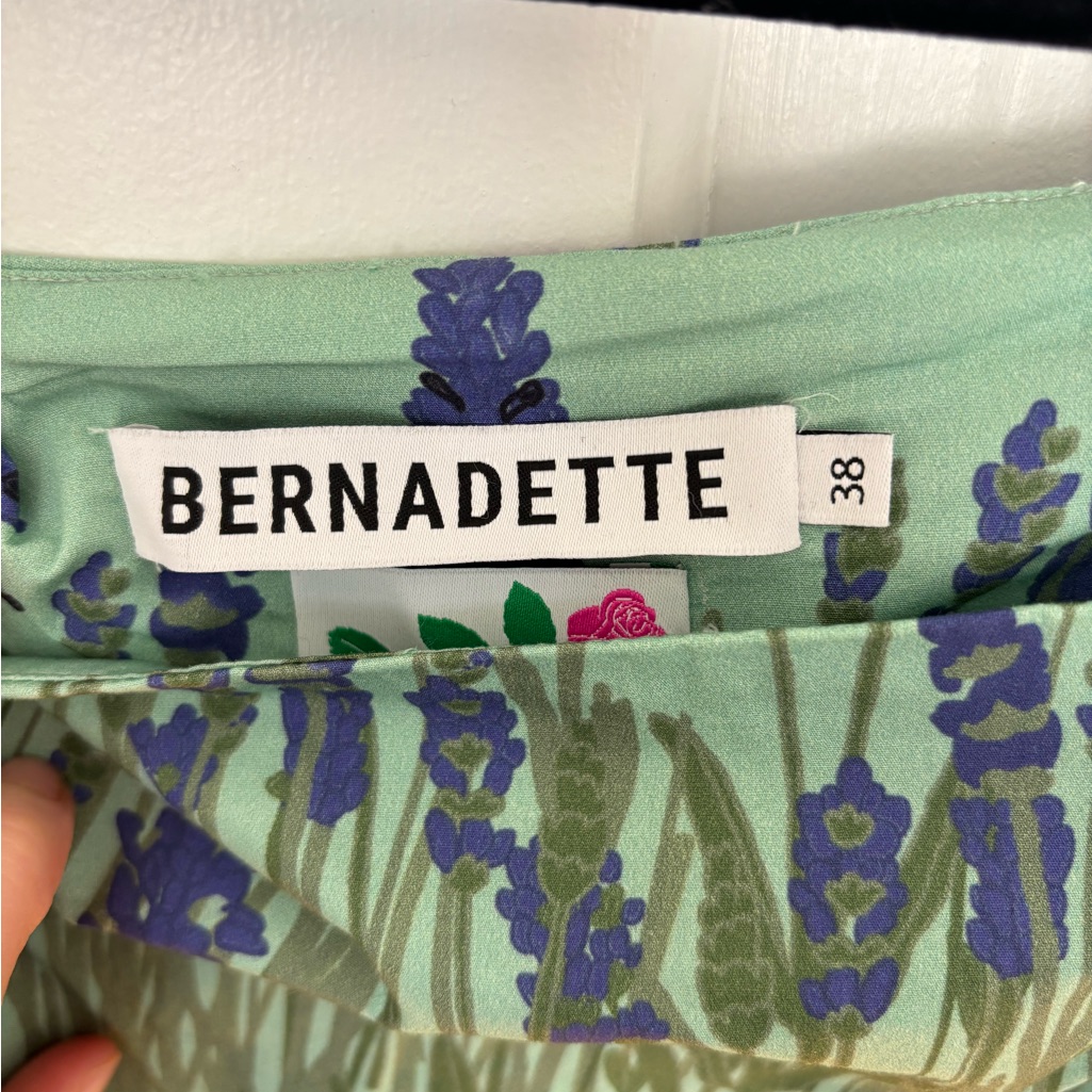 Bernadette Green Floral Dress With Purple Accents